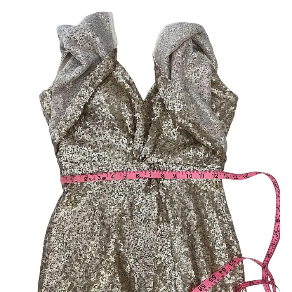 Revelry Gwen Sequin Gown Dress Champagne Gold 202 Size 10 Bridesmaid Elegant - Picture 14 of 16